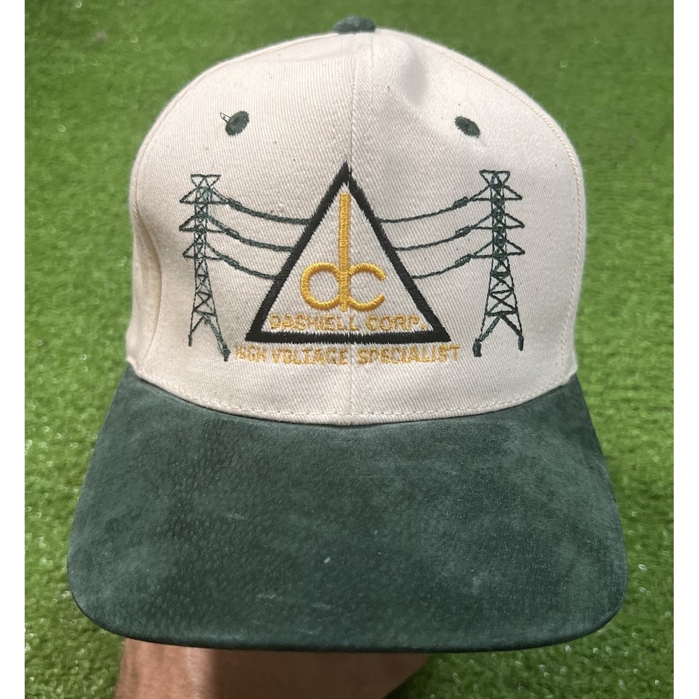 VTG Lineman Hat Strapback Electric Tower Power Lines  Suede Bill 80s Houston TX